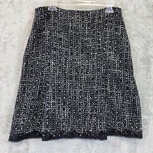 Express Design Studio Skirt Womens 12 Black White Wool Blend Tweed Sequin New